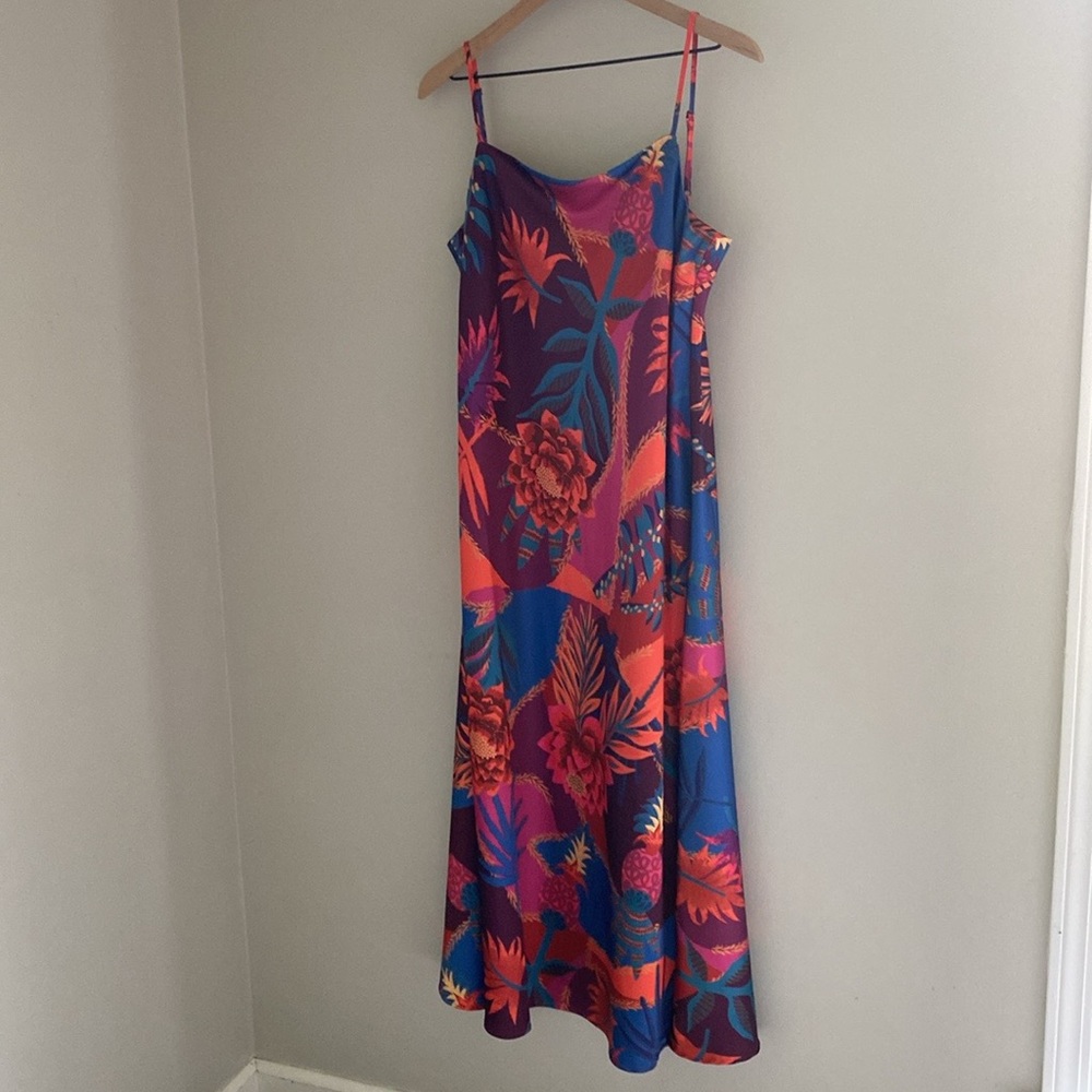 Joie new without tags tropical floral spaghetti strap maxi dress size large - Picture 1 of 5